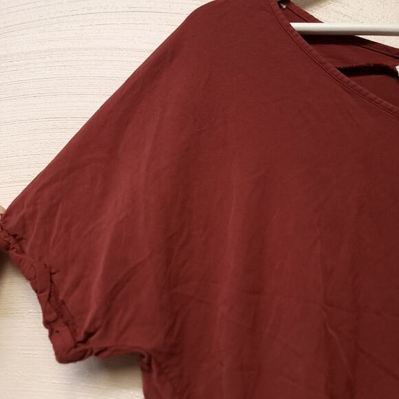 Forever 21 Tshirt Size S Cropped Crop Top Rust Womens Teen Shirt Brown Rayon - Picture 3 of 6